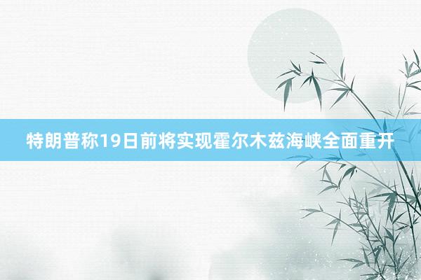 特朗普称19日前将实现霍尔木兹海峡全面重开