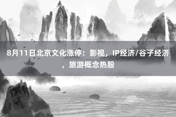 8月11日北京文化涨停：影视，IP经济/谷子经济，旅游概念热股