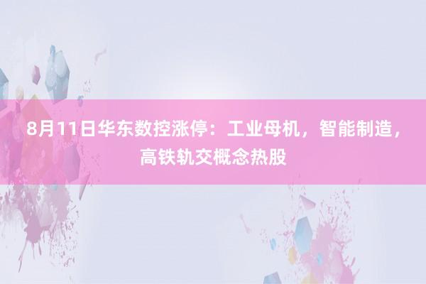8月11日华东数控涨停：工业母机，智能制造，高铁轨交概念热股