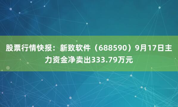 股票行情快报：新致软件（688590）9月17日主力资金净卖出333.79万元