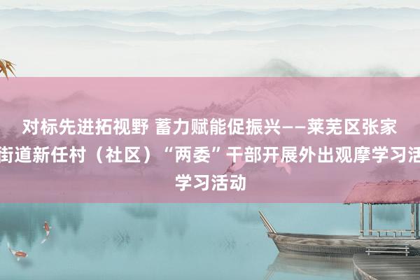 对标先进拓视野 蓄力赋能促振兴——莱芜区张家洼街道新任村（社区）“两委”干部开展外出观摩学习活动