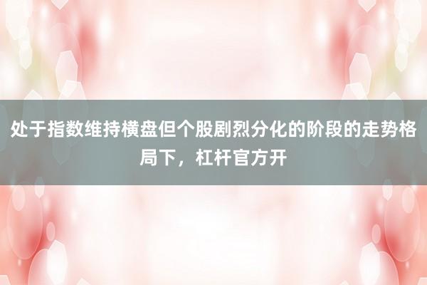 处于指数维持横盘但个股剧烈分化的阶段的走势格局下，杠杆官方开