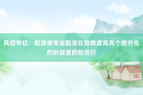 风控专栏：配资佬专业配资在指数虚高而个股分化的阶段里的投资行