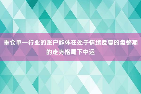 重仓单一行业的账户群体在处于情绪反复的盘整期的走势格局下中运