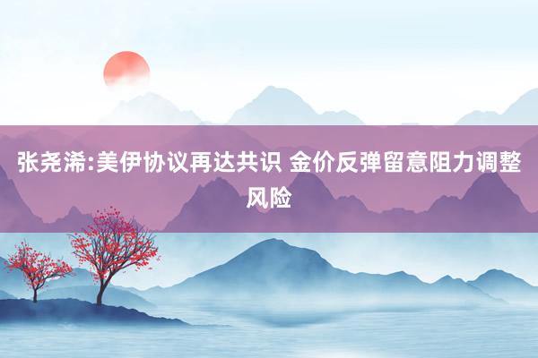 张尧浠:美伊协议再达共识 金价反弹留意阻力调整风险